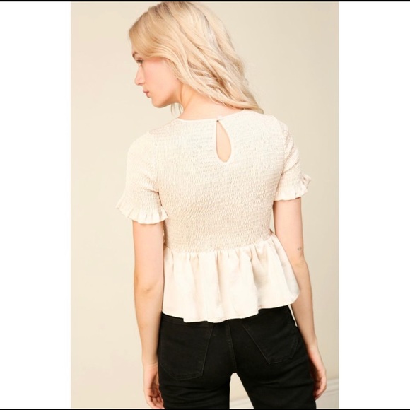 Revolve Line & Dot LouLou Satin  Smocked Top Size M - Picture 2 of 11